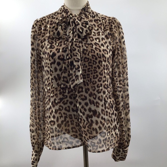Haver  London Tops - Haver  Animal Print Sheer Blouse